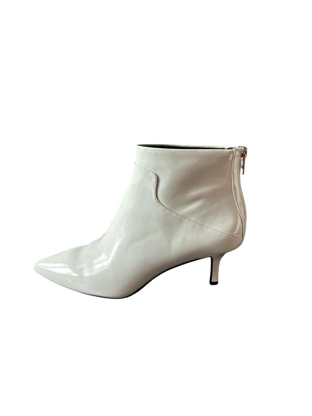 Via Spiga White Pointed Toe Ankle Booties Patent Leather Ankle Boots